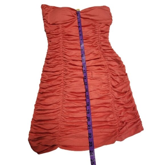 Coral Body Con Strapless Mini Dress Size L - Picture 4 of 9